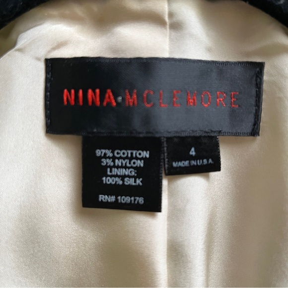 Nina Mclemore textured apple green cuffed silk lined blazer Sz 4 - Picture 4 of 8